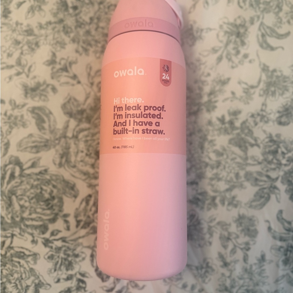 40oz Owala Pink Insulated Water Bottle with Built-in Straw